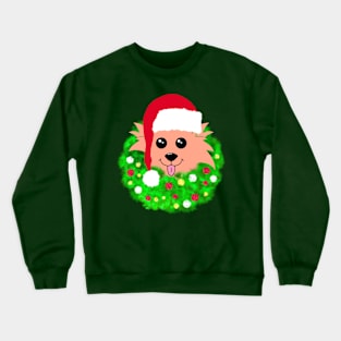 Christmas Dog with Green Wreath Crewneck Sweatshirt